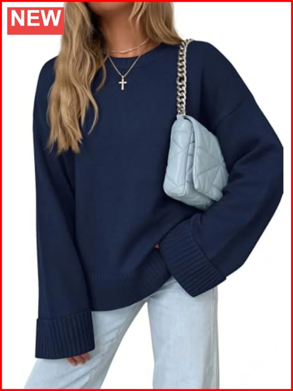 Oversized Crewneck Long Sleeve Pullover Sweater